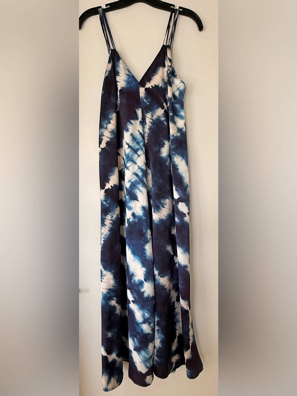 Zara Navy and White Tie-Dye Maxi Skirt